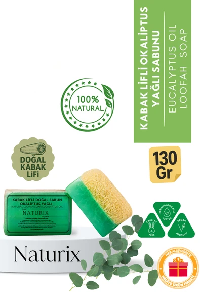 Naturix Kabak Lifli Okaliptus Yağlı Sabun 130 Gr Nemlendirici, Peeling Etkili ve Arındırıcı Sabun ürün görseli 1