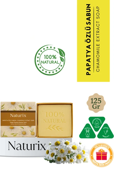Naturix Papatya Sabunu 125 Gr - Atopik Ciltler İçin Rahatlatıcı, Nemlendirici ve Canlandırıcı Doğal Sabun ürün görseli 1