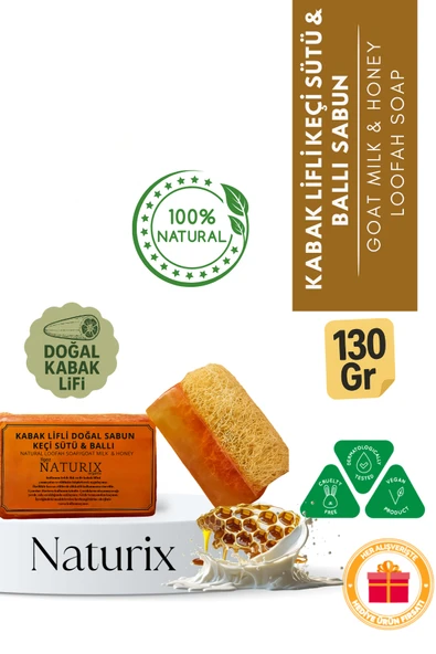 Naturix Kabak Lifli Keçi Sütü & Ballı Sabun 130 Gr - Peeling Etkili, Akne Kurutucu, Doğal Sabun ürün görseli 1
