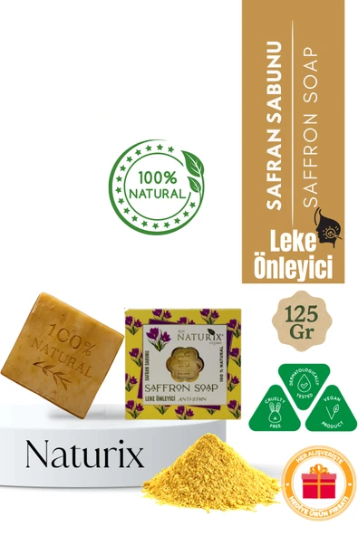 Naturix Safran Çiçeği Sabun 125 Gr - Leke Önleyici, Onarıcı, Nem ve Bakım Sabunu ürün görseli 1