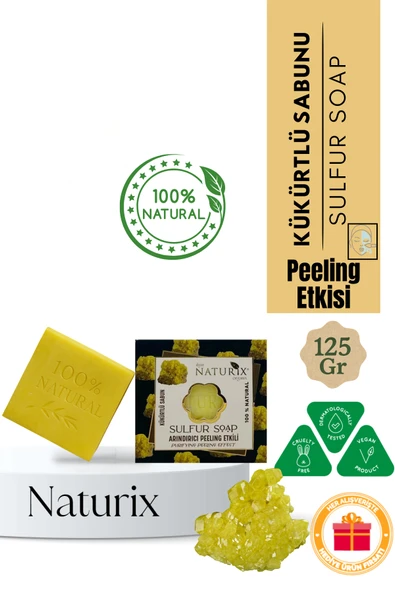 Naturix Kükürt Sabunu 125 Gr - Arındırıcı Peeling Etkili, Sebium Dengeleyici ürün görseli 1