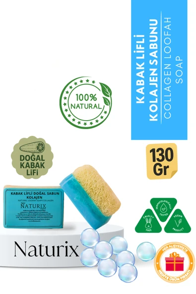 Naturix Kabak Lifli Kolajen Sabun 130 Gr - Kırışıklık Önleyici ve Canlandırıcı Doğal Sabun ürün görseli 1