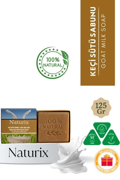 Naturix Keçi Sütü Sabunu 125 Gr - Akne Kurutucu, Siyah Nokta Karşıtı ve Peeling Etkili Doğal Sabun ürün görseli 1