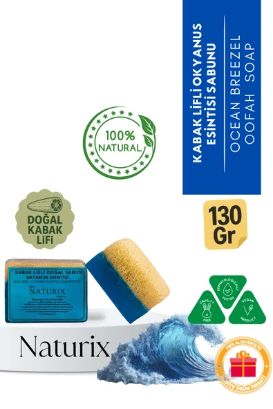Naturix Kabak Lifli Okyanus Esintisi Sabun 130 Gr - Mineralli Nemlendirici ve Peeling Etkili Sabun ürün görseli 1