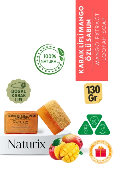 Naturix Kabak Lifli Mango Özlü Sabun 130 Gr - Nemlendirici ve C Vitaminli Peeling Etkili Sabun ürün görseli 1