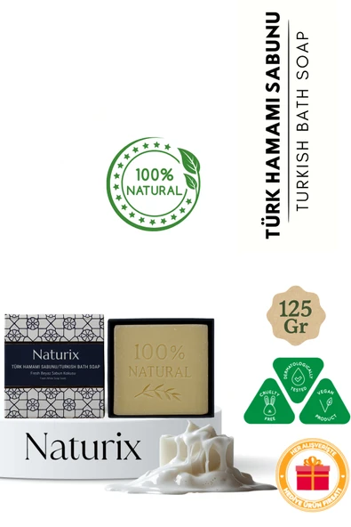 Naturix Türk Hamamı Sabunu 125 Gr - Derin Temizleyici, Arındırıcı ve Doğal Cilt Bakımı Sabunu ürün görseli 1