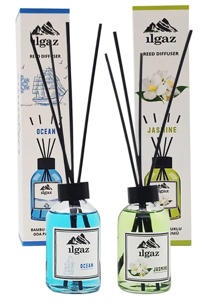 Jasmin Bambu Çubuklu Oda Kokusu 110 Ml & Okyanus Bambu Çubuklu Oda Kokusu 110 Ml - 2'li Kalıcı ve Doğal Ortam Kokusu Seti ürün görseli 1