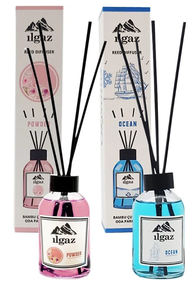 Okyanus Bambu Çubuklu Oda Kokusu 110 Ml & Pudra Bambu Çubuklu Oda Kokusu 110 Ml - 2'li Kalıcı ve Doğal Ortam Kokusu Seti ürün görseli 1