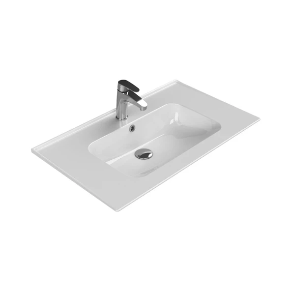 Turkuaz Cerastyle Blue Etajer Uyumlu Beyaz Lavabo 80x47 Cm 042300-u ürün görseli 1