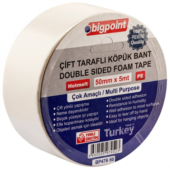 Bigpoint Çift Taraflı Köpük Bant 50mmx5m ürün görseli 1