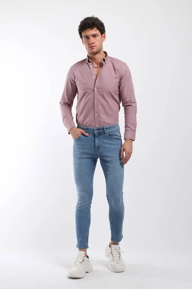 Erkek Tim Slim Fit Jean Pantolon Açık Mavi ürün görseli 1