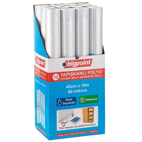 Bigpoint Yapışkanlı Şeffaf Rulo 10 Metre x 12 Rulo - Resim 2