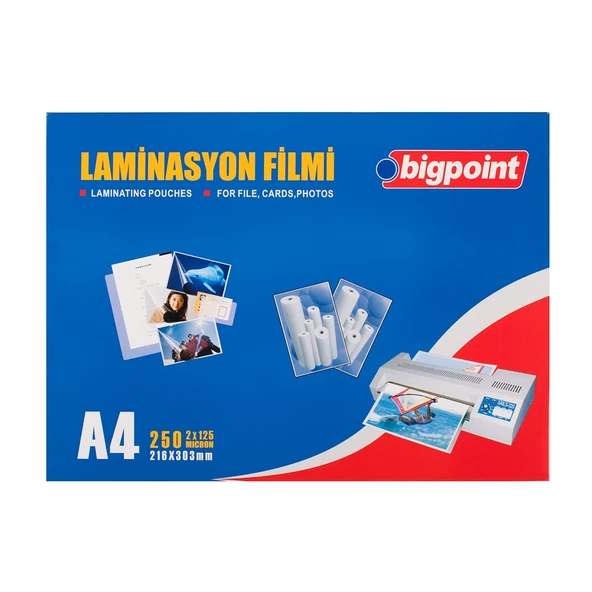 Bigpoint Laminasyon Filmi A4 125 Mikron 100'lü Kutu ürün görseli 1