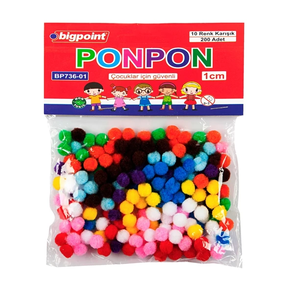 Bigpoint Ponpon 1 cm 10 Renk / 200'lü Poşet ürün görseli 1