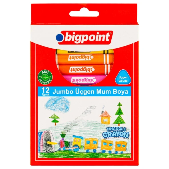 Bigpoint Jumbo Üçgen Mum Boya 12 Renk ürün görseli 1