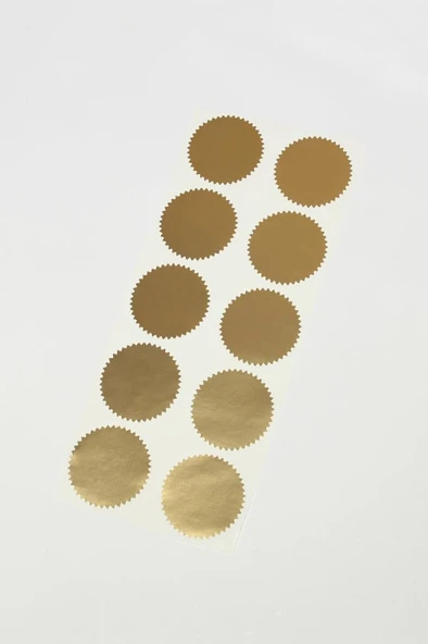 Alüminyum Kendinden Yapışkanlı Etiket Gold Renk 50 adet 50mm Çap ürün görseli 1