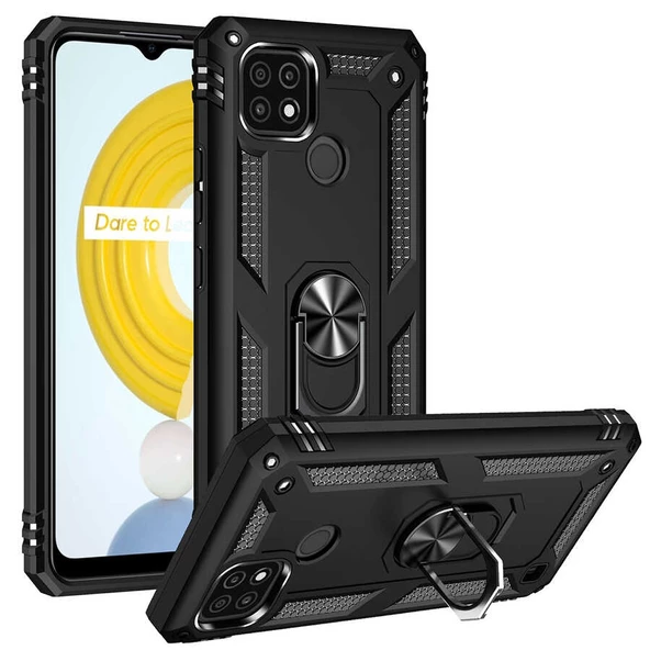 Gpack Realme C21 Kılıf Vega Yüzüklü Silikon Tank KorumaNano ürün görseli 1
