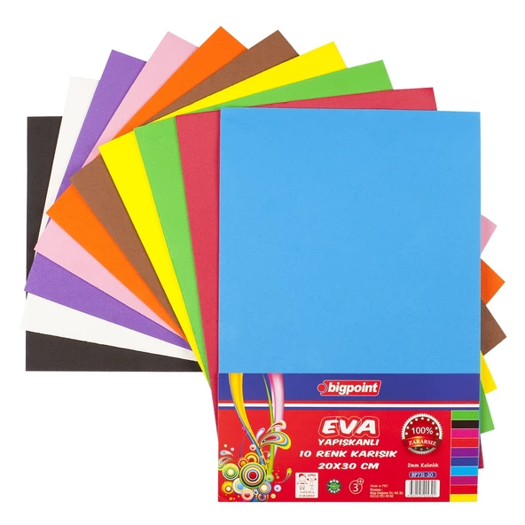Bigpoint Yapışkanlı Eva 20x30cm Karışık 10 Renk ürün görseli 1