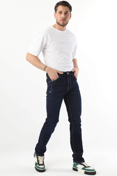 Erkek Regular Fit Jean Pantolon Lacivert - Resim 3
