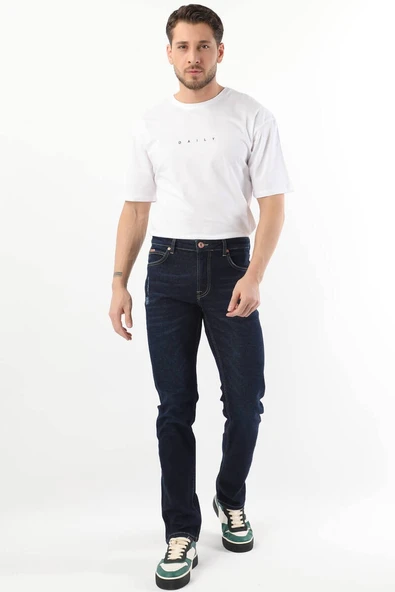 Erkek Regular Fit Jean Pantolon Lacivert - Resim 2
