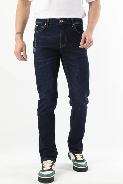 Erkek Regular Fit Jean Pantolon Lacivert - Resim 6