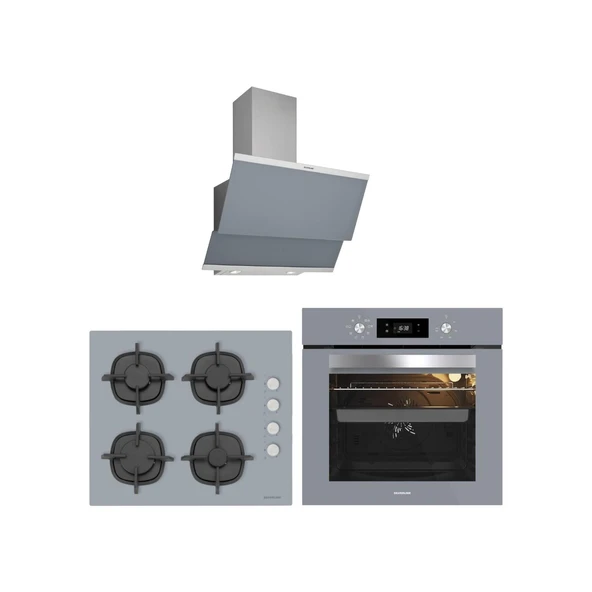 Silverline Gri Cam Ankastre Set 3420 Classy Davlumbaz - CS5343S01 Ocak - BO65E4S01 Fırın ürün görseli 1