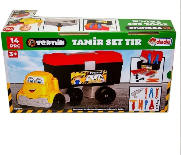 Dede Oyuncak Teknik Tamir Set Tır Sarı - Resim 2