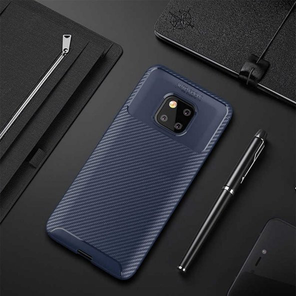 Huawei Mate 20 Pro Kılıf Focus Karbon Kamera Korumalı Silikon Kılıf ürün görseli 1