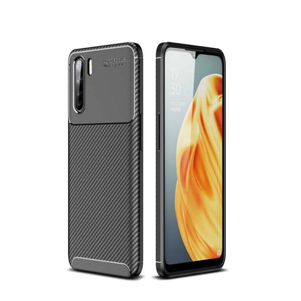 Oppo A91 Kılıf Focus Karbon Kamera Korumalı Silikon Kılıf ürün görseli 1