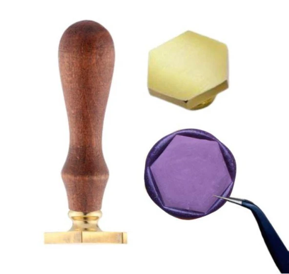 Boş Mum Mühür Pirinç Damga Kafası Petek Şekil 25x28.8mm Gold ürün görseli 1