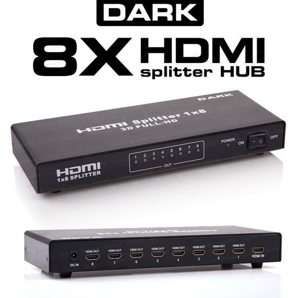 DK-HD-SP8X1 Full HD 1 Giriş 8 Çıkışlı HDMI Splitter (Sinyal Çoğaltıcı) ürün görseli 1