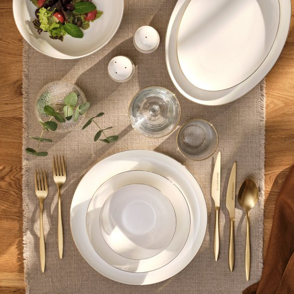 Emsan Galia Fine Bone 59 Parça 12 Kişilik Yemek Takımı Yuvarlak Gold 600.15.01.2580 ürün görseli 1