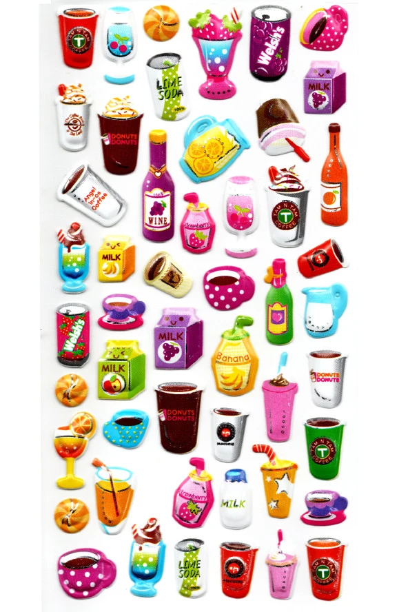Sticker Kabartmalı Stiker Defter, Planlayıcı Etiket (limlra-022) - 17X9 cm - İçecekler ürün görseli 1