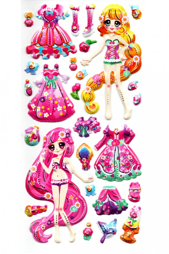 Sticker Kabartmalı Stiker Defter, Planlayıcı Etiket (limlra-021) - 17X9 cm Giydirme Kız Pembe ürün görseli 1