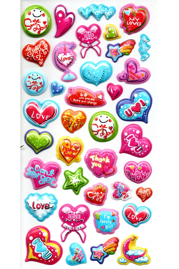 Sticker Kabartmalı Stiker Defter, Planlayıcı Etiket (limlra-017) - 17X9 cm - Kalp Love ürün görseli 1