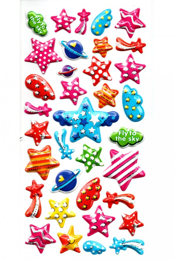 Sticker Kabartmalı Stiker Defter, Planlayıcı Etiket (limlra-015) - 17X9 cm Parti Yıldızları ürün görseli 1