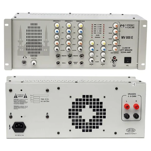 Magicvoice MV-800E Efektli 2x400 Watt Amfi Cami Ezan Ses Sistemi Mikser Anfi ürün görseli 1