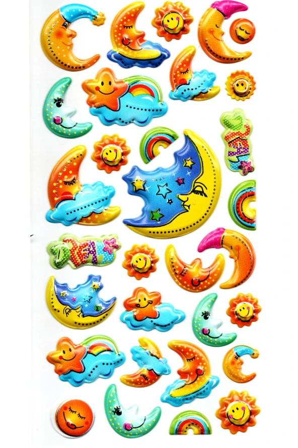 Sticker Kabartmalı Stiker Defter, Planlayıcı Etiket (limlra-001) - 17X9 cm - Sevimli Ay ürün görseli 1