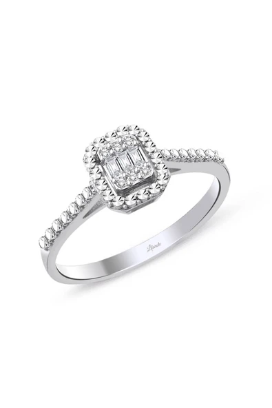 0.20 Ct Kalemli Tasarım Baget Kare Tektaş Yüzük ürün görseli 1