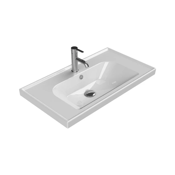 Turkuaz Cerastyle Frame Etajer Uyumlu Beyaz Lavabo 80x45 Cm 031200-u ürün görseli 1