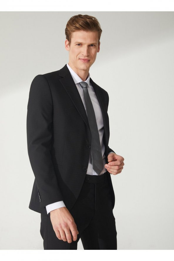 Normal Bel Slim Fit Siyah Erkek Takım Elbise Tk1006900236 ürün görseli 1
