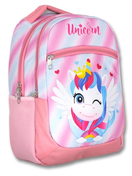Cennec Üç Gözlü Pembe Renkli Sevimli Unicorn Kız Çocuk İlkokul Okul Çantası ürün görseli 1