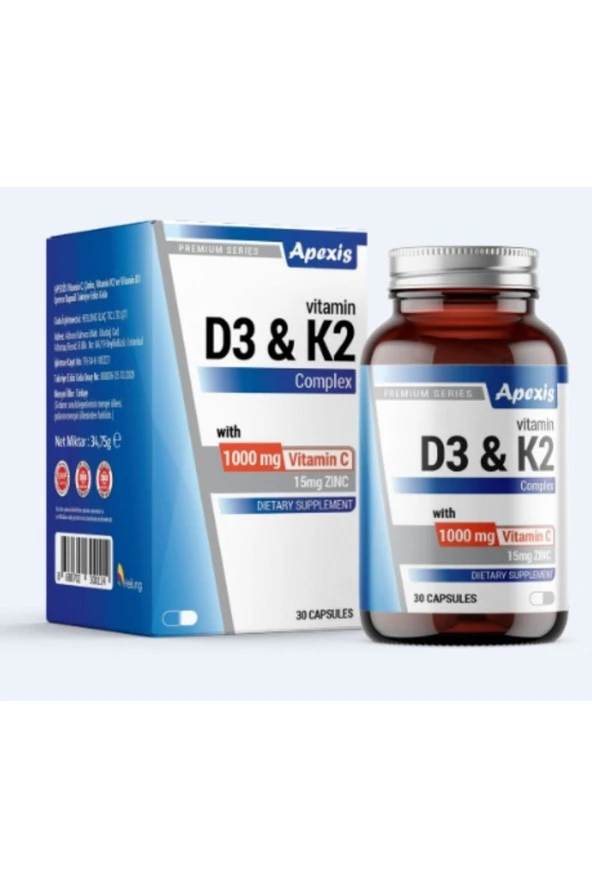APEXİS Vitamin C 1000 Mg D3 & K2 Complex 30 Kapsül ürün görseli 1