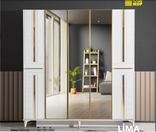 Aydınev LİMA MDF 5 KAPILI DOLAP ürün görseli 1