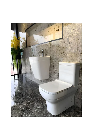 Seramiksan Bold Kanalsız Beyaz Duvara Sıfır Klozet Takımı A091030H, Seramiksan Bold Duroplast Yavaş Kapak ürün görseli 1