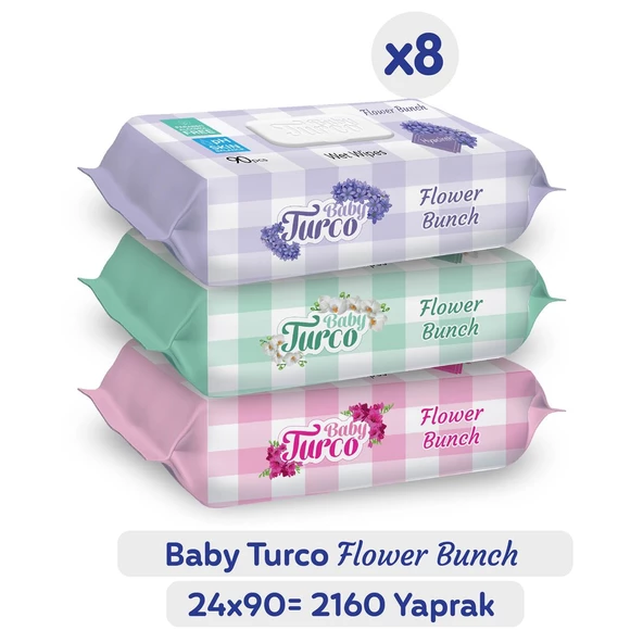 Baby Turco Flower Bunch Islak Havlu 24x90 (2160 Yaprak) ürün görseli 1