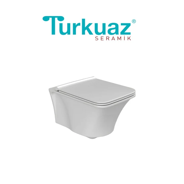 Turkuaz İbiza Kanalsız Beyaz Asma Klozet SET001002, Turkuaz İbiza Duroplast Yavaş Kapak ürün görseli 1