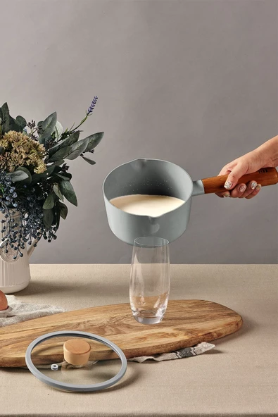 Fika Alüminyum Döküm Süt Tavası Cam Kapaklı Gri 16cm ürün görseli 1