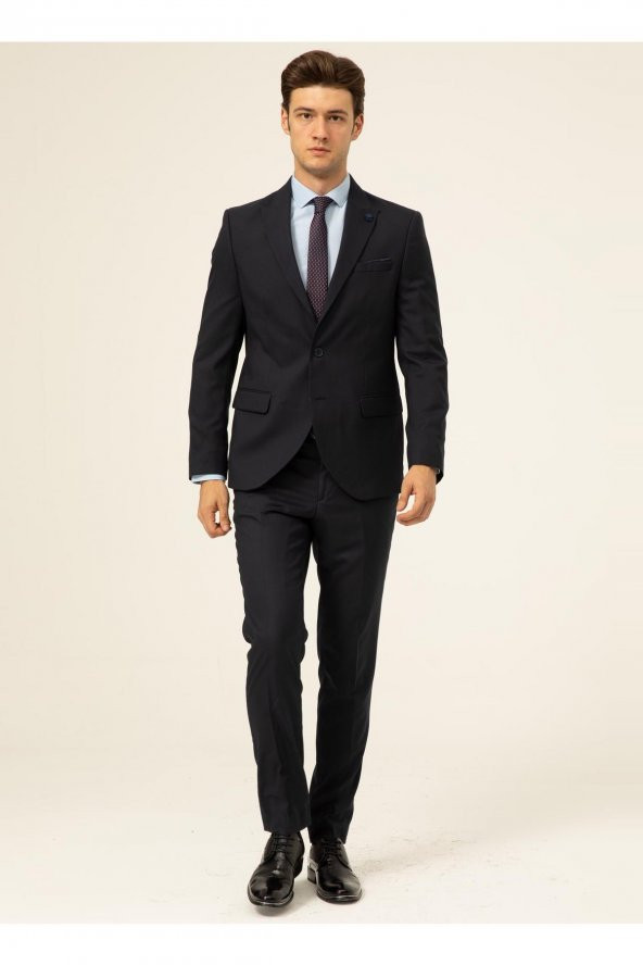 Normal Bel Slim Fit Lacivert Erkek Takım Elbise Tk1020200159 ürün görseli 1