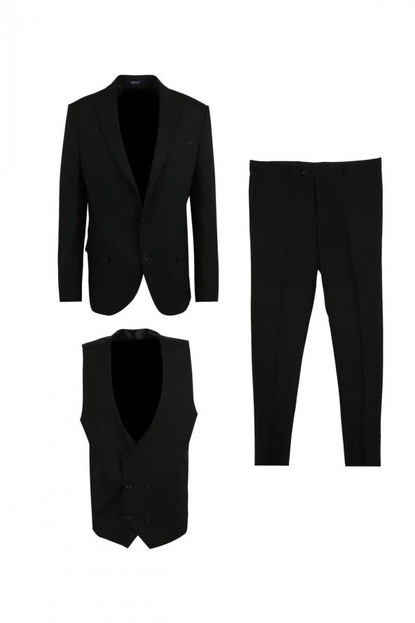 Normal Bel Slim Fit Siyah Erkek Takım Elbise Tk1001100119 ürün görseli 1